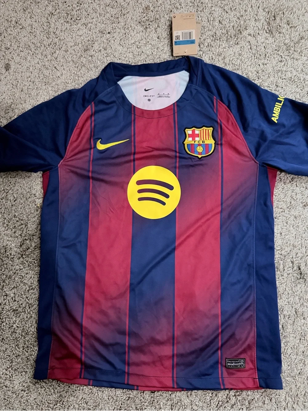 Nike FC Barcelona Lamine Yamal #10 Navy Blue and Red Jersey with Yellow Accents